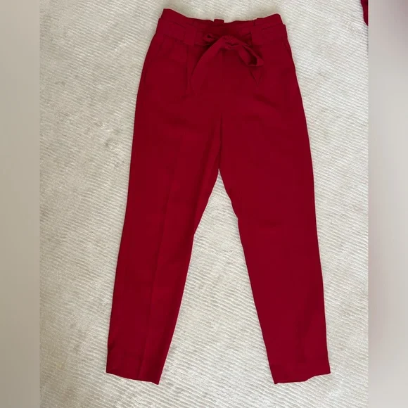 Express Paperbag Highrise Ankle Pants (4R) and Blazer (Small) Set Red - Picture 4 of 16